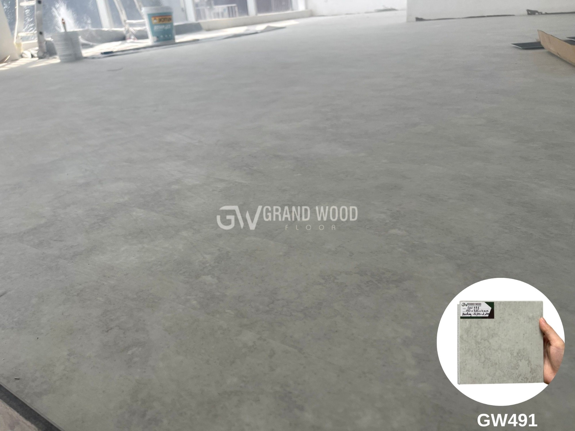 Sàn SPC Grand Wood GW491 – Phong cách xi măng hiện đại, bền đẹp vượt thời gian