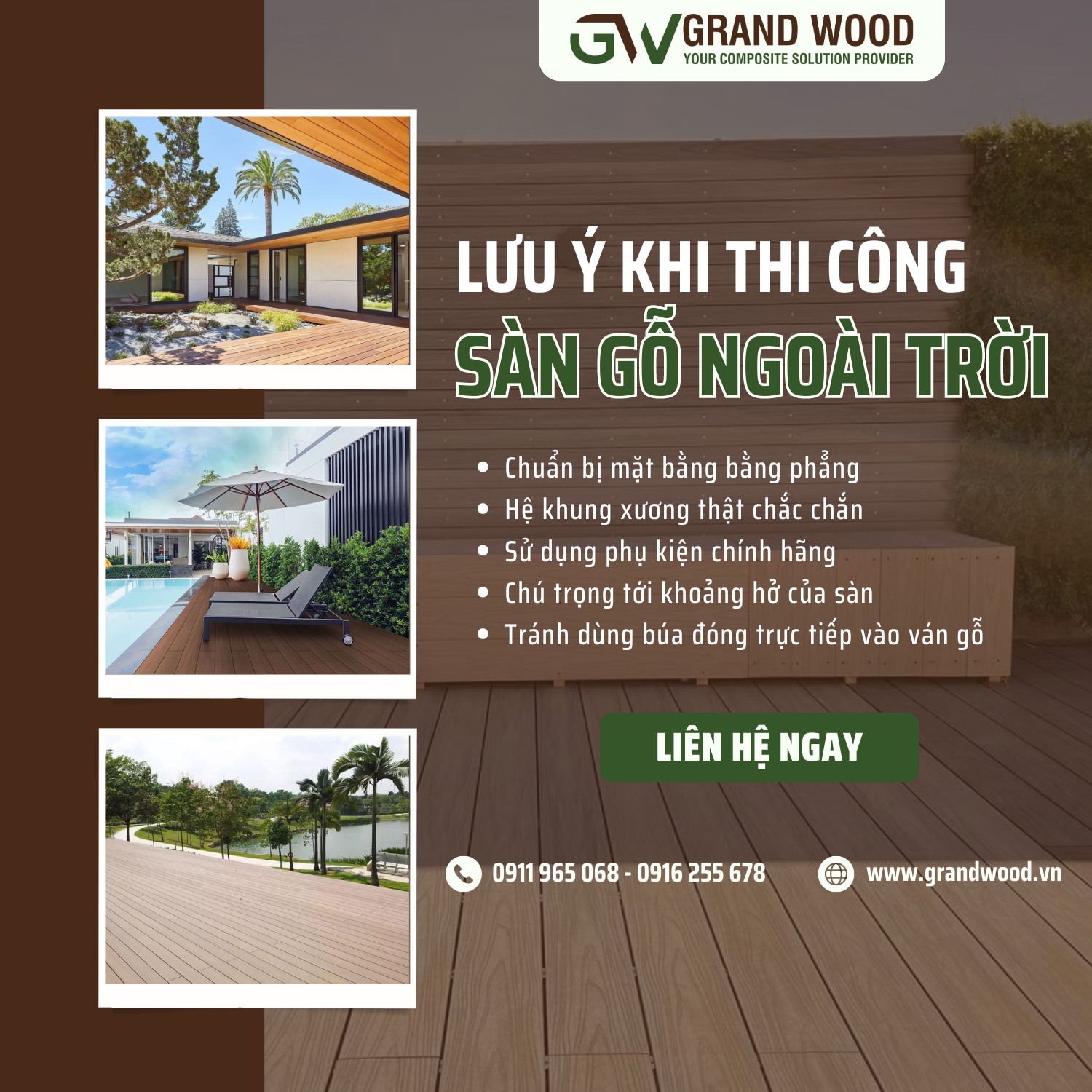 LƯU Ý KHI THI CÔNG SÀN GỖ NGOÀI TRỜI