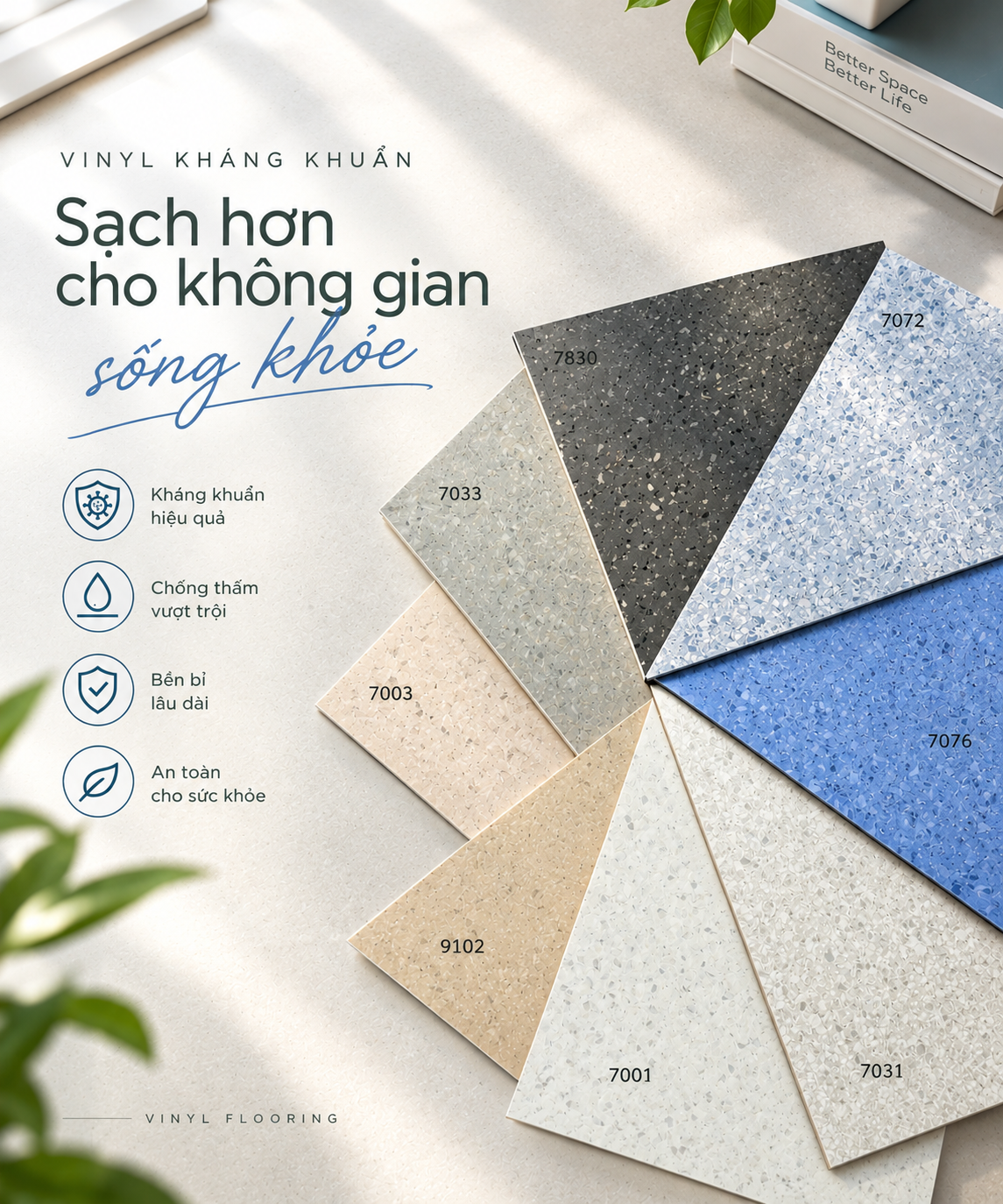 Sàn Vinyl Kháng Khuẩn – Giải Pháp Vật Liệu Sàn Sạch, Bền Và Phù Hợp Không Gian Hiện Đại