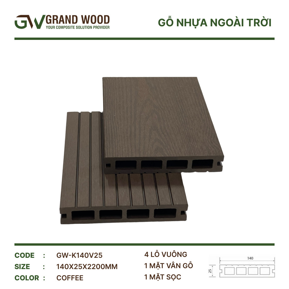 Dự án thực tế mã sàn 2D 4 lỗ vuông màu coffee