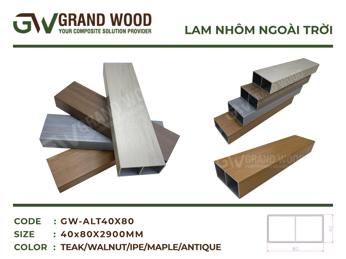 Thanh Lam Nhôm Ngoài Trời Grand Wood | Bền Đẹp – Chống Gỉ – Dễ Thi Công